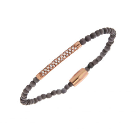 Armbånd sølv rosè 4mm grå Catseye 20cm