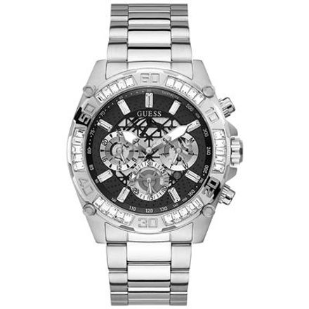 Guess Mens Night Life steel/black 46mm 5ATM