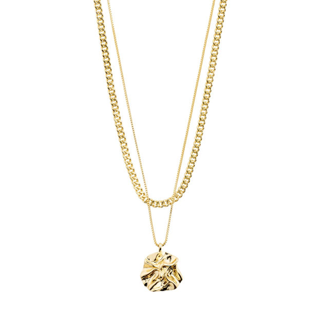 WILLPOWER curb & coin necklace, 2-in-1 set, gold-plated