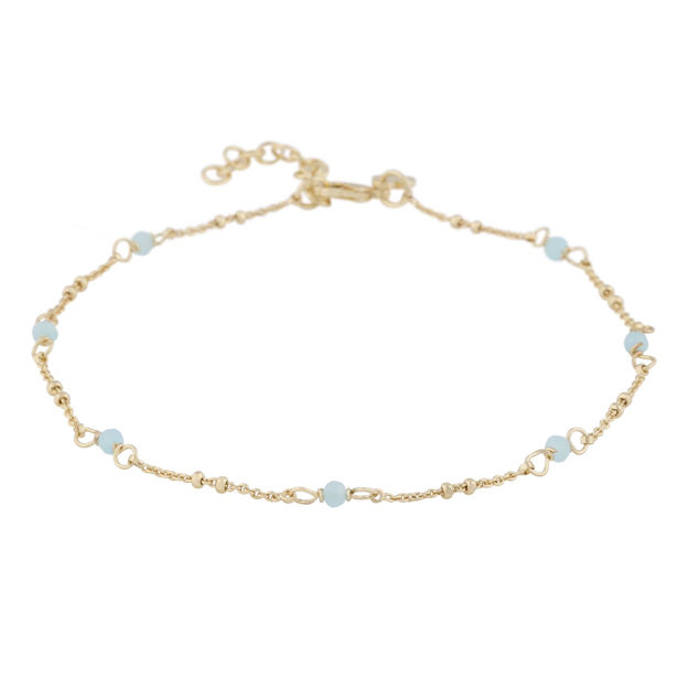 Harper chain anklet g/light blue - Onesize