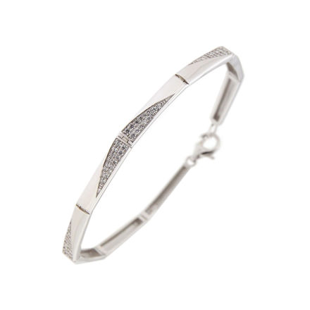 Sølv armbånd leddet med Cubic Zirconia, 18cm