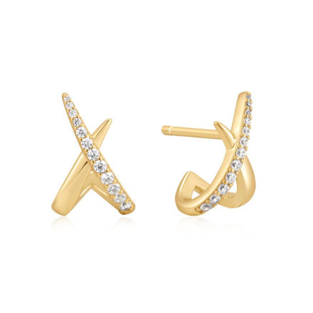 ANIA HAIE kiss polished pave stud earrings gold plated E057-03G