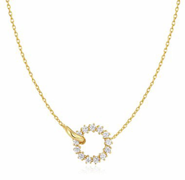 ANIA HAIE necklace interlinked circles pave gold plated N056-01G