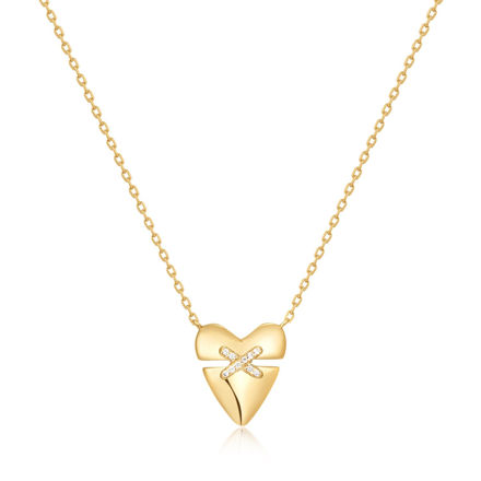 ANIA HAIE necklace heart kiss  pave gold plated N057-02G