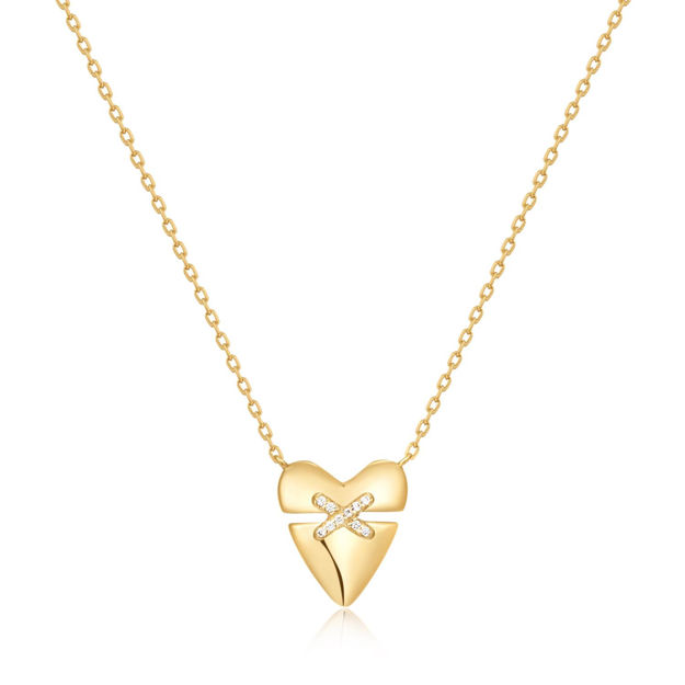 ANIA HAIE necklace heart kiss  pave gold plated N057-02G