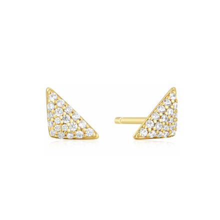 ANIA HAIE GOLD TRIANGULAR PAVE STUD EARRINGS 