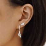 ANIA HAIE SILVER TRIANGULAR PAVE STUD EARRINGS 