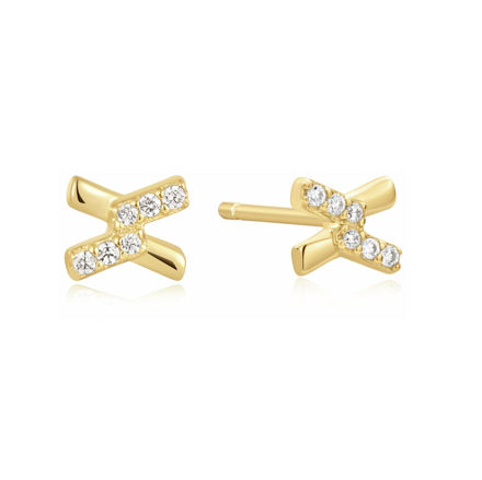 ANIA HAIE GOLD CROSS CUBIC ZIRCONIA STUD EARRINGS