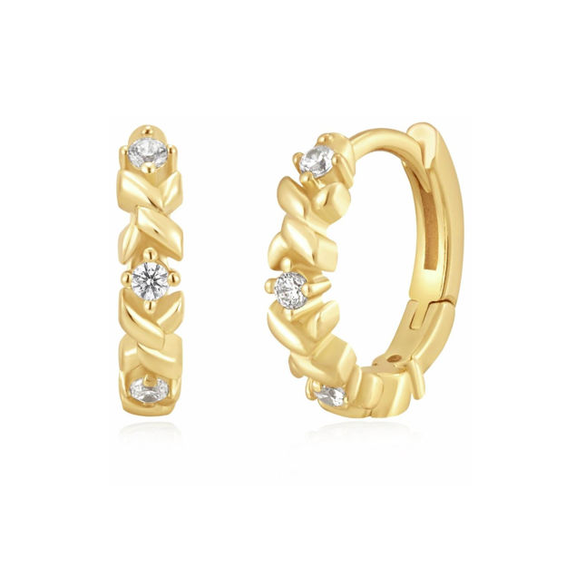 ANIA HAIE GOLD SPARKLE CROSS HOOP EARRINGS 