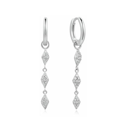 ANIA HAIE SILVER PAVE SPARKLE DROP HOOP EARRINGS