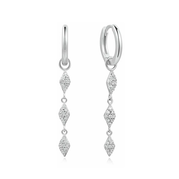 ANIA HAIE SILVER PAVE SPARKLE DROP HOOP EARRINGS