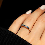 Hvitt gull allianse ring, diamant 0,01ct TW/SI og safir