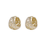 Soap pearl oval ring ear g/white