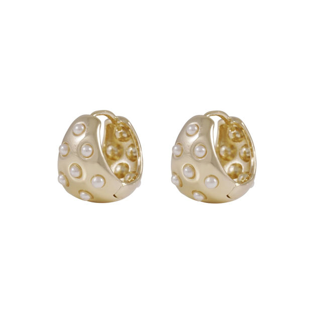 Soap pearl oval ring ear g/white