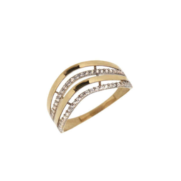 Gult gull ring bicolor blanke cubic zirconia