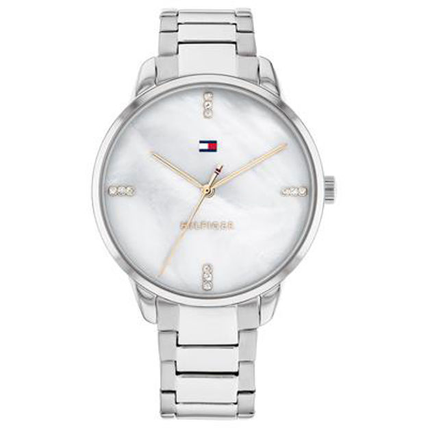 Tommy Hilfiger dameur 36mm hvit perlemor skive & stål lenke 30m