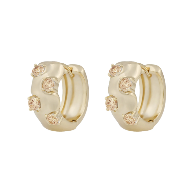 Jen stone wide ring ear g/champagne