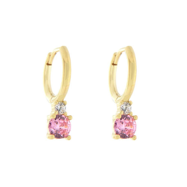 Forgylt sølv øreringer CAIA rosa & blank Cubic Zirconia 12mm