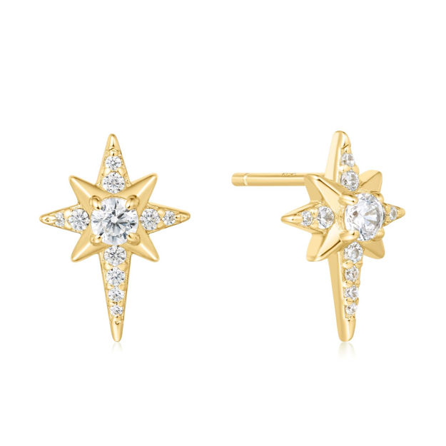 ANIA HAIE gold eight-pointed star stund earrings 13mm