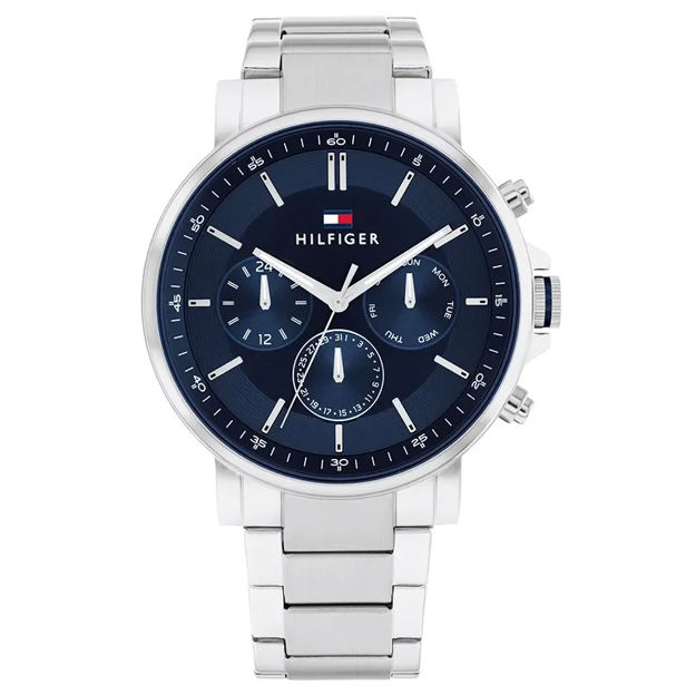 Tommy Hilfiger herreur stål blå skive & stål lenke 43mm 5 ATM