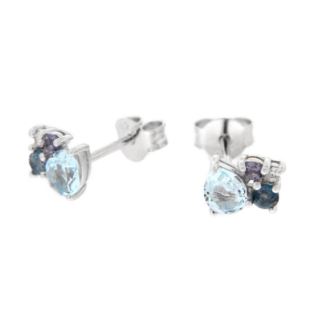 Rhodinert sølv øredobber London Blue Topas, eolitt & Cubic Zirconia